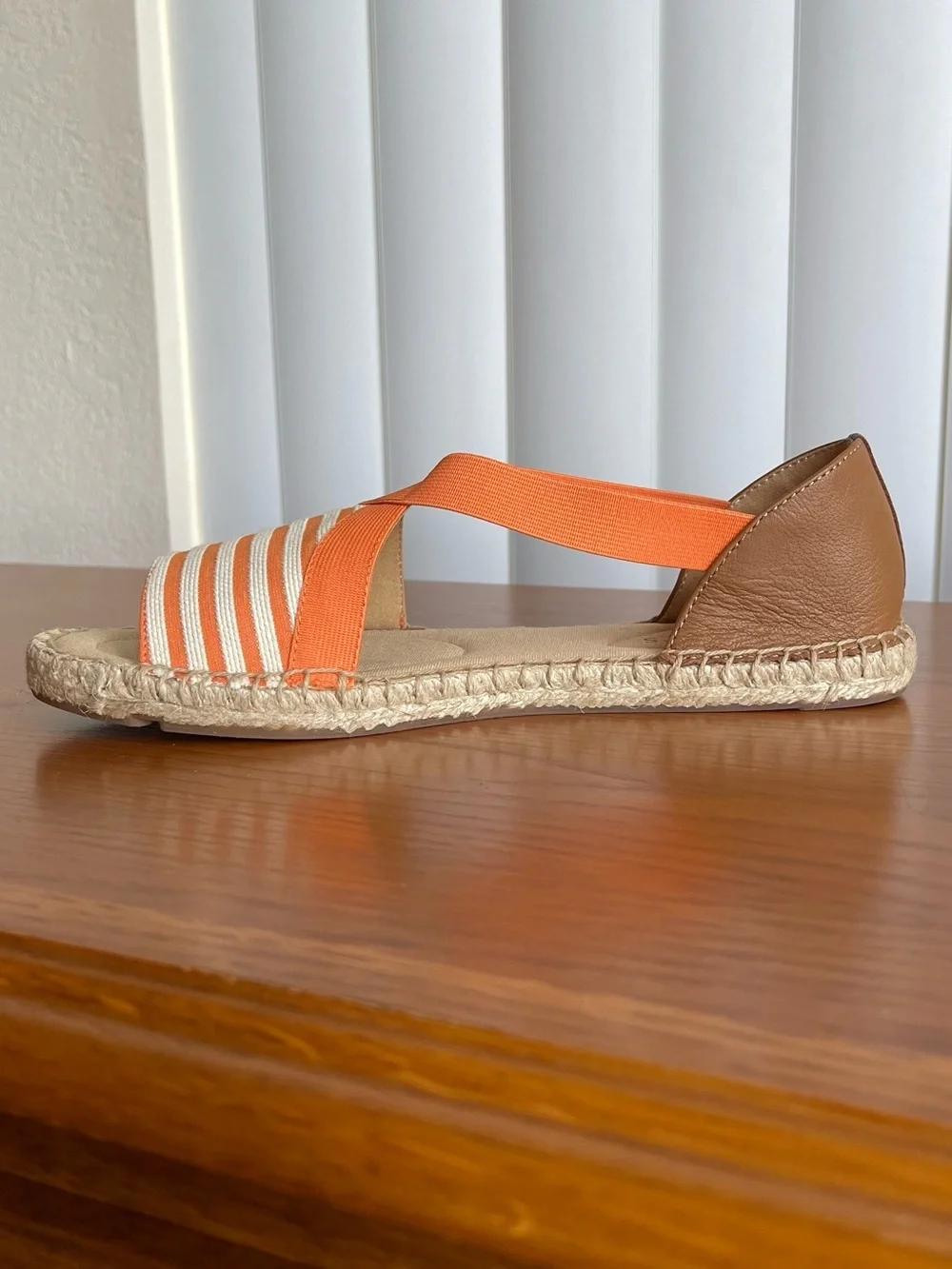 Talbots Illysa Espadrille Sandals Orange Cream Striped Size 7.5